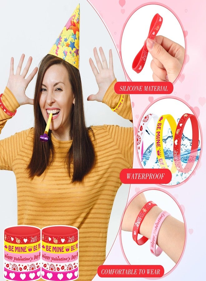 Remuuly 150 Pieces Valentine's Day Bracelets Rubber Silicone Wristband with 5 Patterns Valentines Gifts Party Favors for Goodie Bag Stuffers - Image 2